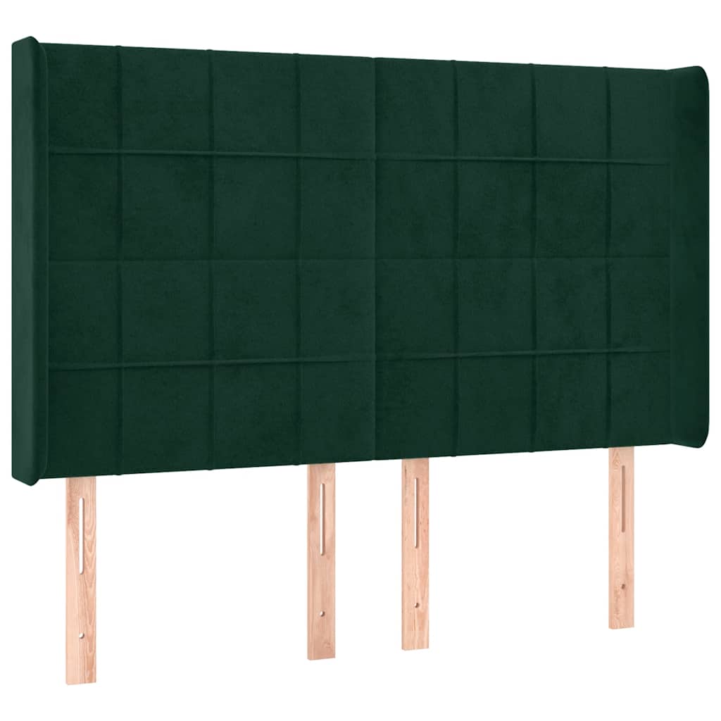 Letto a Molle con Materasso e LED Verde Scuro 140x200cm Velluto