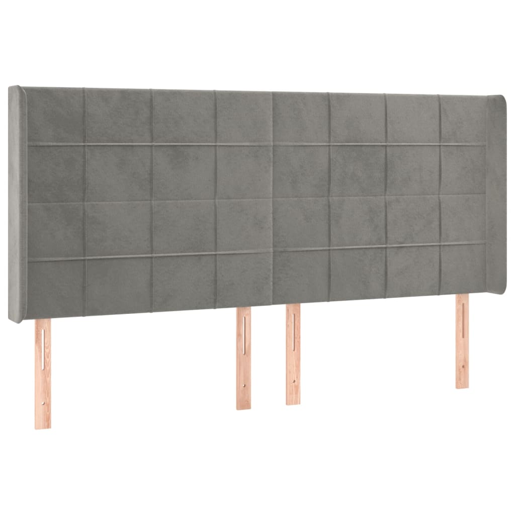 Letto a Molle Materasso e LED Grigio Chiaro 160x200 cm Velluto | homemem39