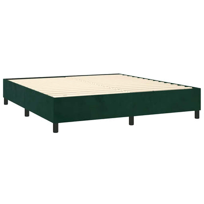 Letto a Molle con Materasso e LED Verde Scuro 160x200cm Velluto