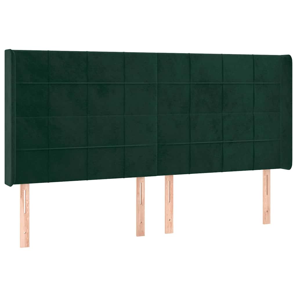 Letto a Molle con Materasso e LED Verde Scuro 160x200cm Velluto