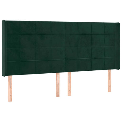 Letto a Molle con Materasso e LED Verde Scuro 160x200cm Velluto