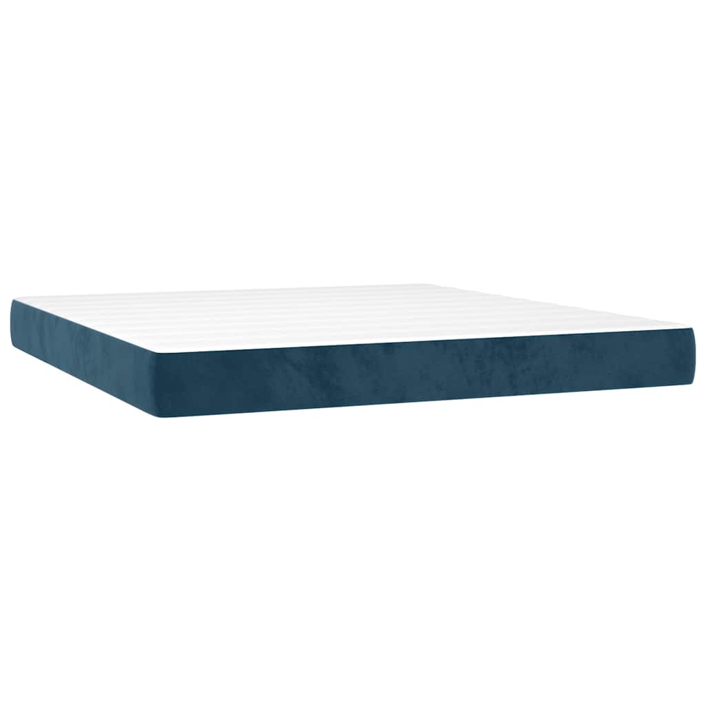 Letto a Molle con Materasso e LED Blu Scuro 160x200 cm | homemem39