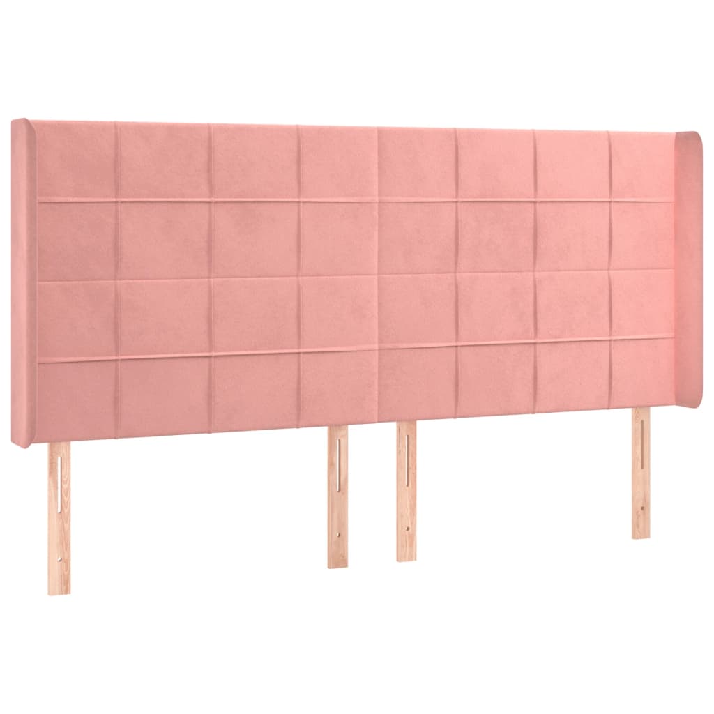 Letto a Molle con Materasso e LED Rosa 160x200 cm in Velluto