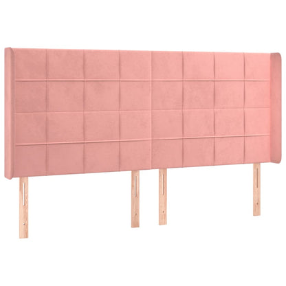 Letto a Molle con Materasso e LED Rosa 160x200 cm in Velluto