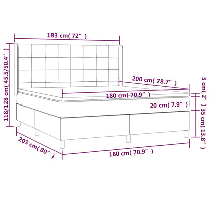 Letto a Molle con Materasso e LED Verde Scuro 180x200cm Velluto | homemem39
