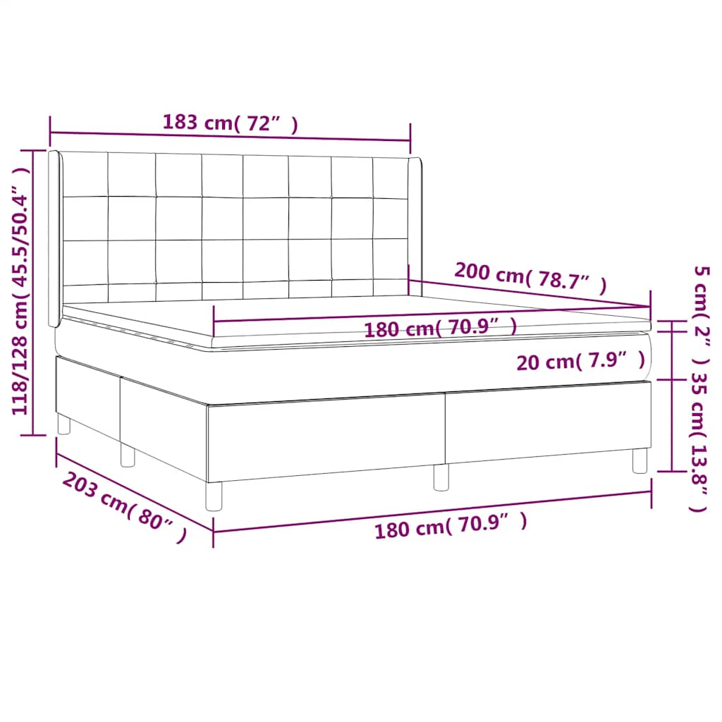 Letto a Molle con Materasso e LED Blu Scuro 180x200 cm | homemem39