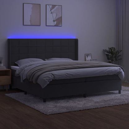 Letto a Molle con Materasso e LED Grigio Scuro 200x200 cm | homemem39