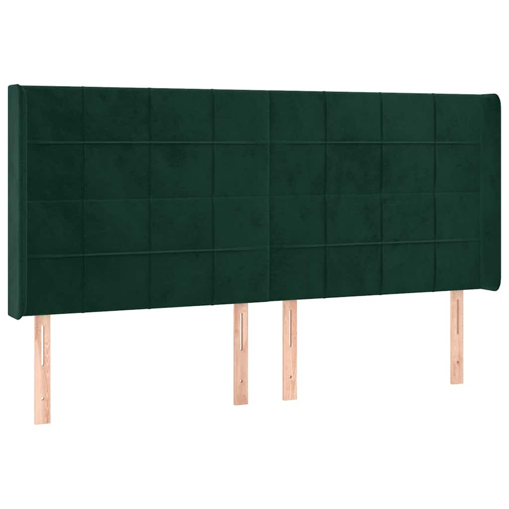 Letto a Molle con Materasso e LED Verde Scuro 200x200cm Velluto | homemem39