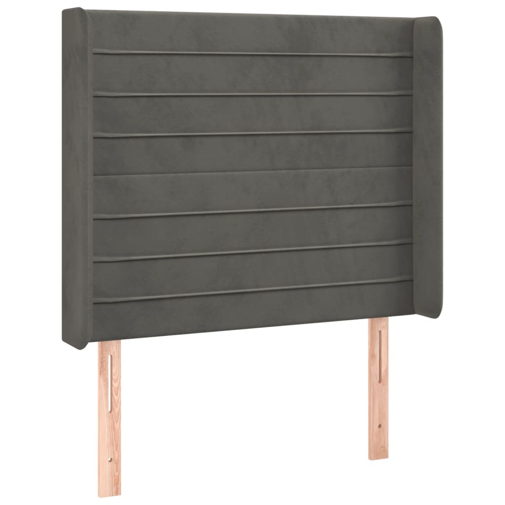 Letto a Molle con Materasso e LED Grigio Scuro 80x200cm Velluto | homemem39