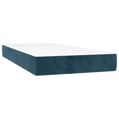 Letto a Molle con Materasso e LED Blu Scuro 80x200cm in Velluto | homemem39