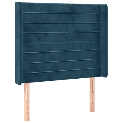 Letto a Molle con Materasso e LED Blu Scuro 90x190cm in Velluto | homemem39