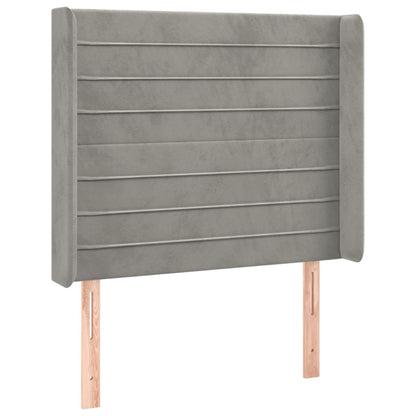 Letto a Molle Materasso e LED Grigio Chiaro 90x200 cm Velluto | homemem39
