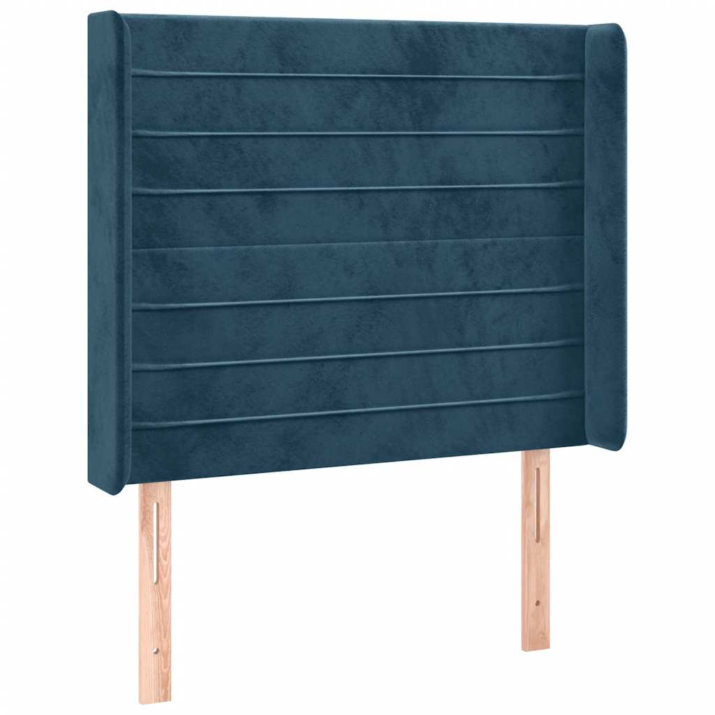 Letto a Molle con Materasso e LED Blu Scuro 90x200cm in Velluto | homemem39