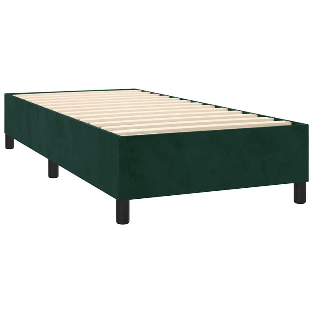 Letto a Molle con Materasso e LED Verde Scuro 100x200cm Velluto | homemem39