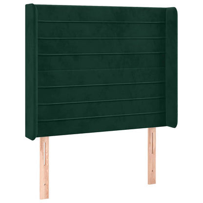 Letto a Molle con Materasso e LED Verde Scuro 100x200cm Velluto | homemem39