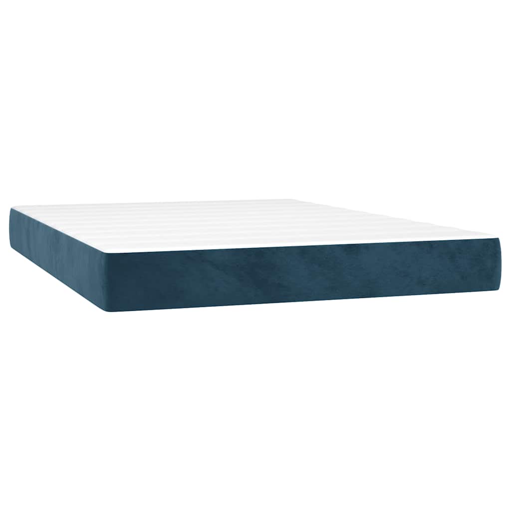 Letto a Molle con Materasso e LED Blu Scuro 140x190 cm | homemem39