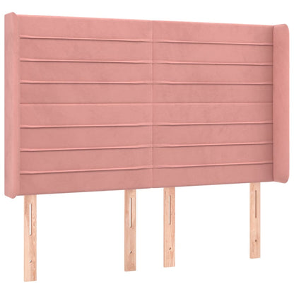 Letto a Molle con Materasso e LED Rosa 140x190 cm in Velluto