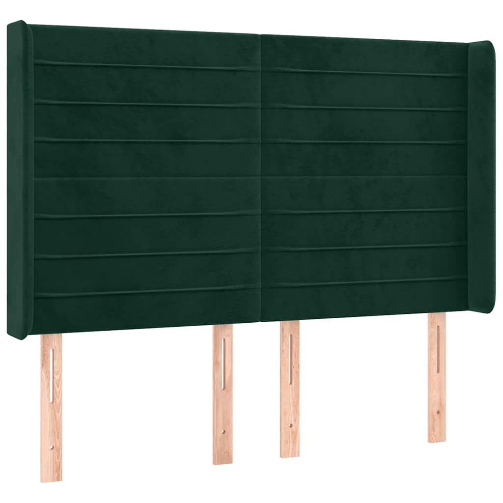 Letto a Molle con Materasso e LED Verde Scuro 140x200cm Velluto | homemem39