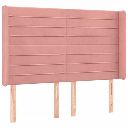 Letto a Molle con Materasso e LED Rosa 140x200 cm in Velluto