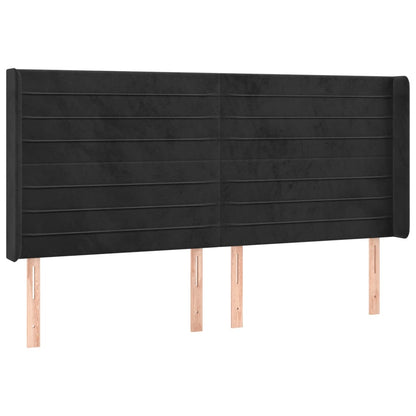 Letto a Molle con Materasso e LED Nero 160x200 cm in Velluto | homemem39