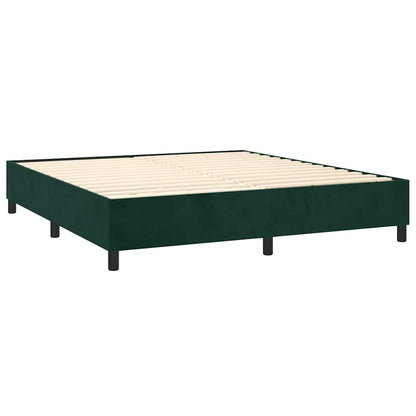 Letto a Molle con Materasso e LED Verde Scuro 160x200cm Velluto | homemem39