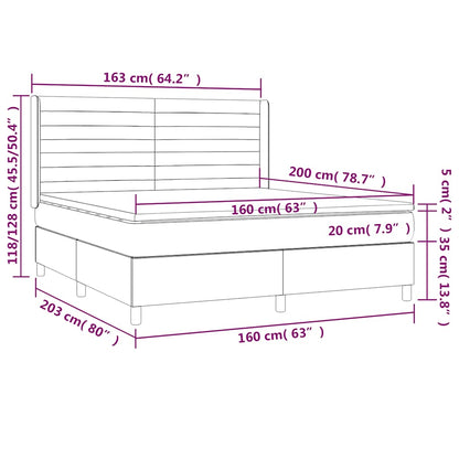 Letto a Molle con Materasso e LED Verde Scuro 160x200cm Velluto | homemem39