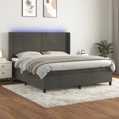 Letto a Molle con Materasso e LED Grigio Scuro 180x200 cm | homemem39