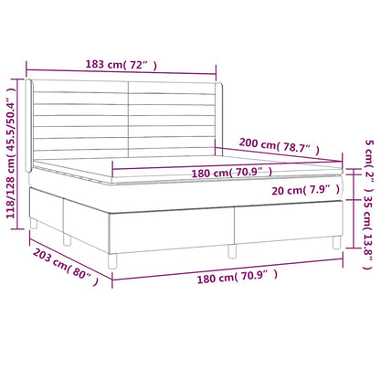 Letto a Molle con Materasso e LED Verde Scuro 180x200cm Velluto | homemem39