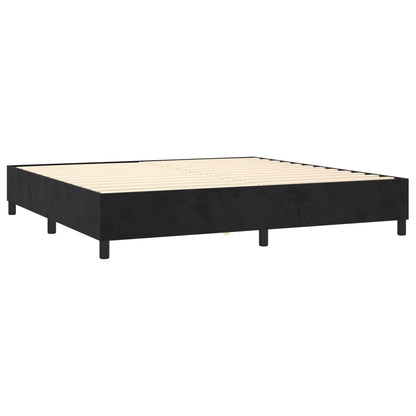 Letto a Molle con Materasso e LED Nero 200x200 cm in Velluto | homemem39