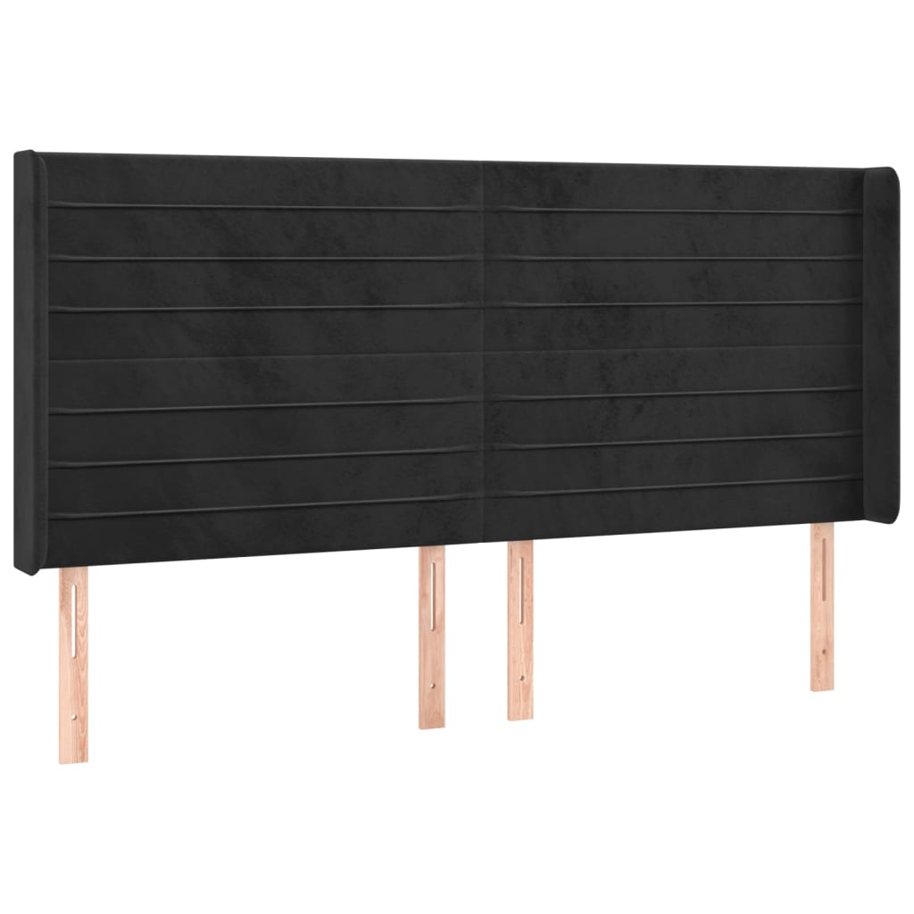 Letto a Molle con Materasso e LED Nero 200x200 cm in Velluto | homemem39