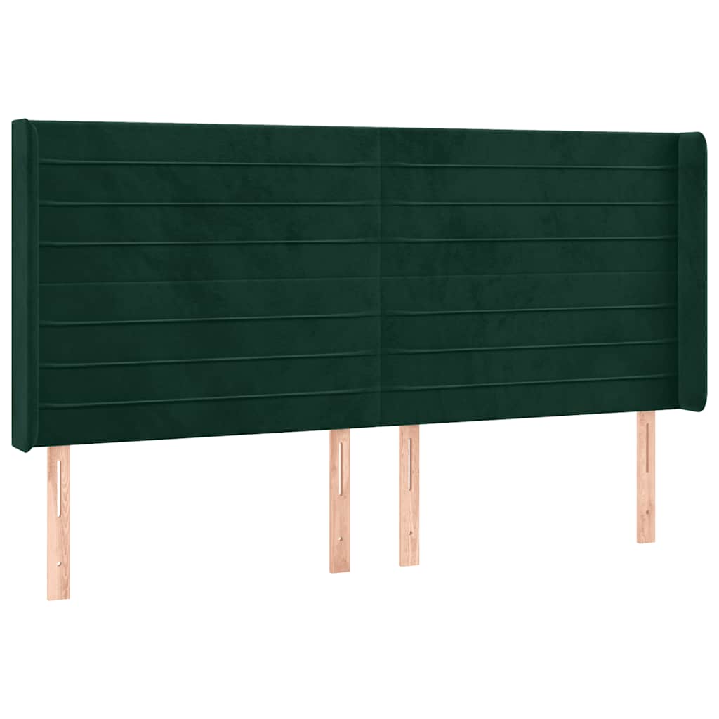 Letto a Molle con Materasso e LED Verde Scuro 200x200cm Velluto | homemem39