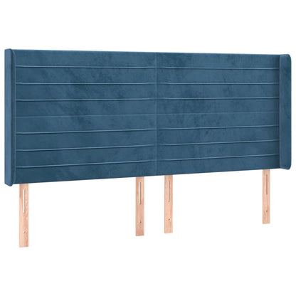 Letto a Molle con Materasso e LED Blu Scuro 200x200 cm