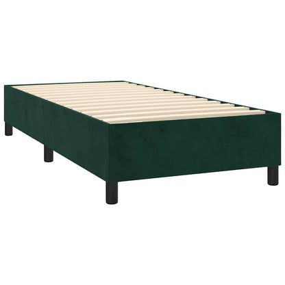 Letto a Molle con Materasso e LED Verde Scuro 80x200cm Velluto | homemem39