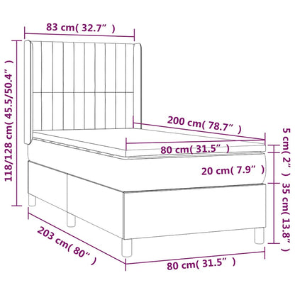 Letto a Molle con Materasso e LED Verde Scuro 80x200cm Velluto | homemem39