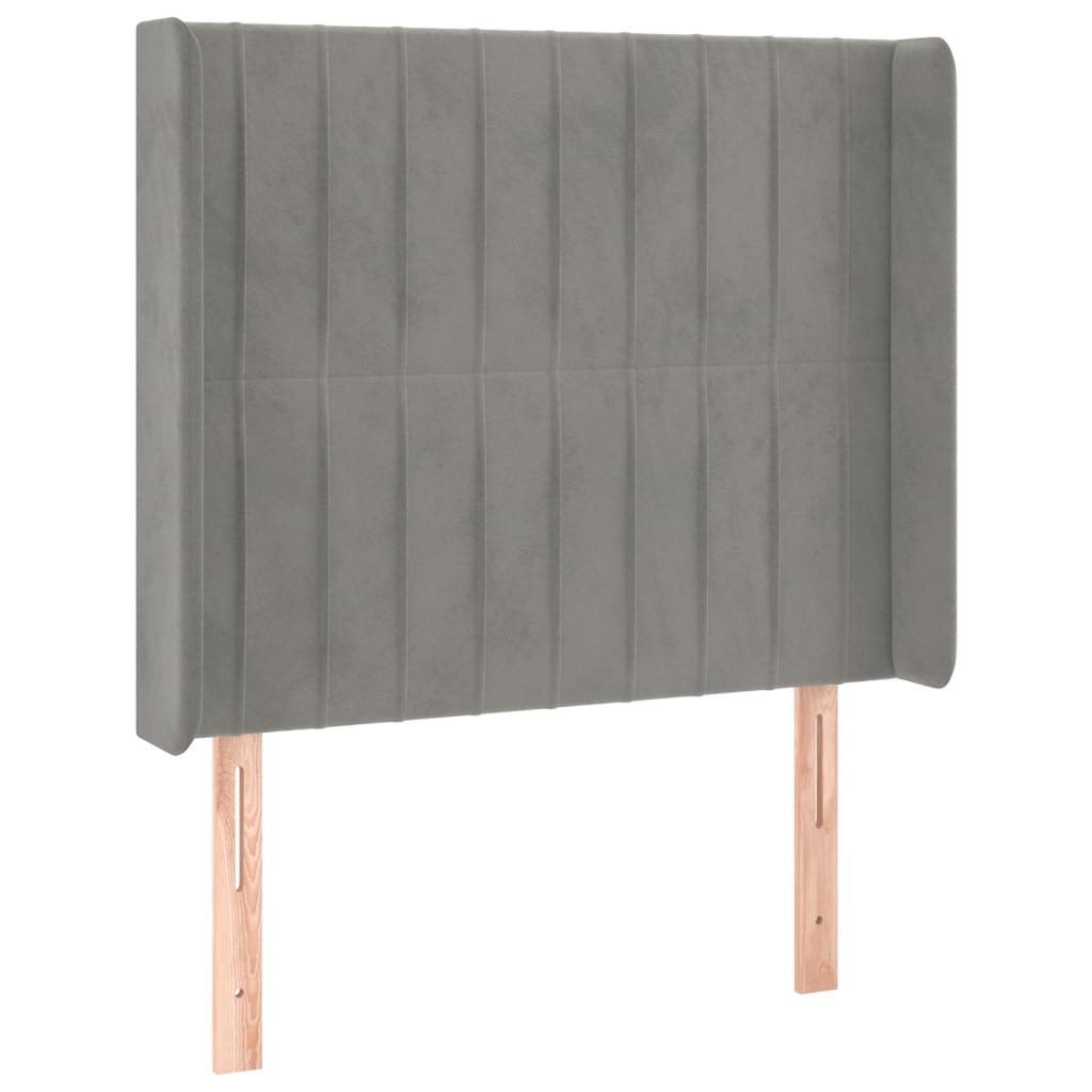 Letto a Molle Materasso e LED Grigio Chiaro 90x190 cm Velluto | homemem39