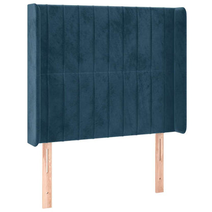 Letto a Molle con Materasso e LED Blu Scuro 90x190cm in Velluto | homemem39
