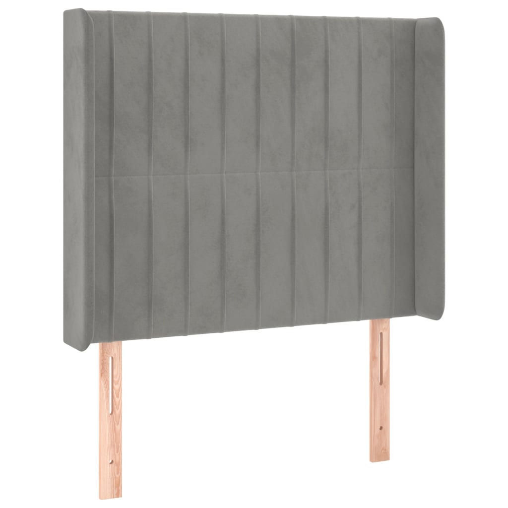 Letto a Molle Materasso e LED Grigio Chiaro 90x200 cm Velluto | homemem39