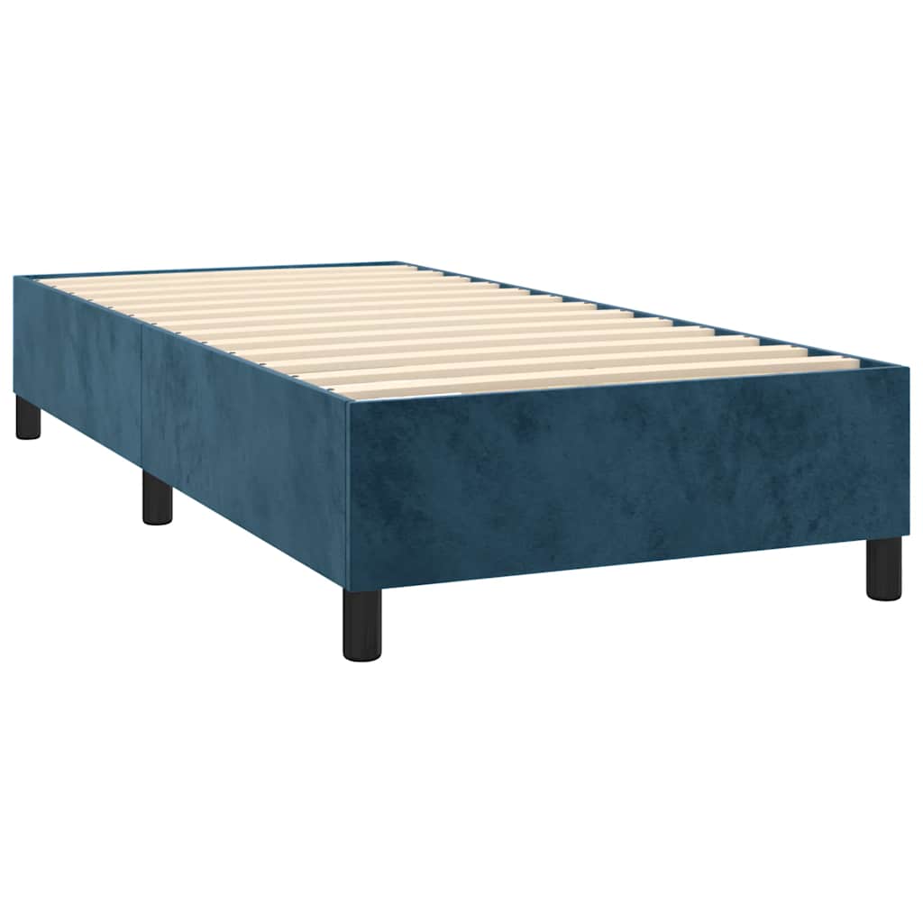 Letto a Molle con Materasso e LED Blu Scuro 90x200cm in Velluto | homemem39