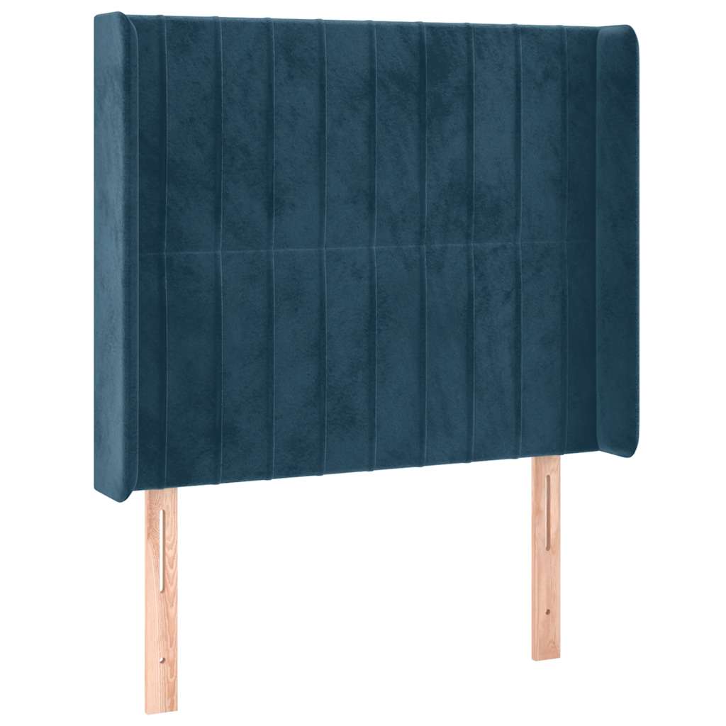 Letto a Molle con Materasso e LED Blu Scuro 90x200cm in Velluto | homemem39