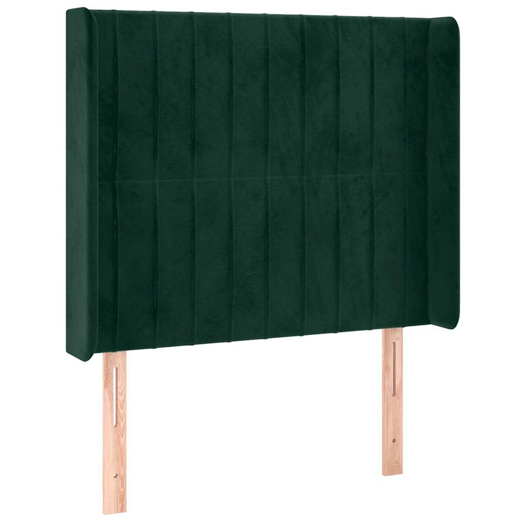 Letto a Molle con Materasso e LED Verde Scuro 100x200cm Velluto | homemem39