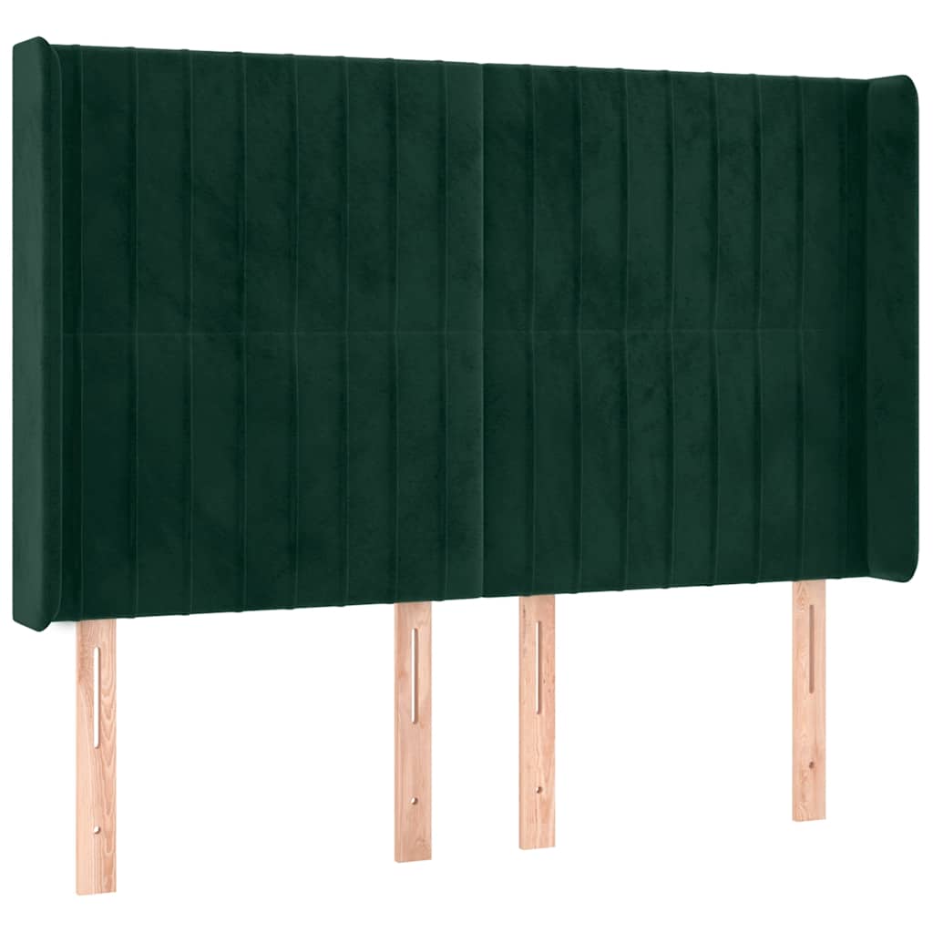 Letto a Molle con Materasso e LED Verde Scuro 140x190cm Velluto