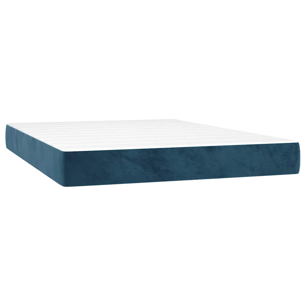 Letto a Molle con Materasso e LED Blu Scuro 140x190 cm | homemem39