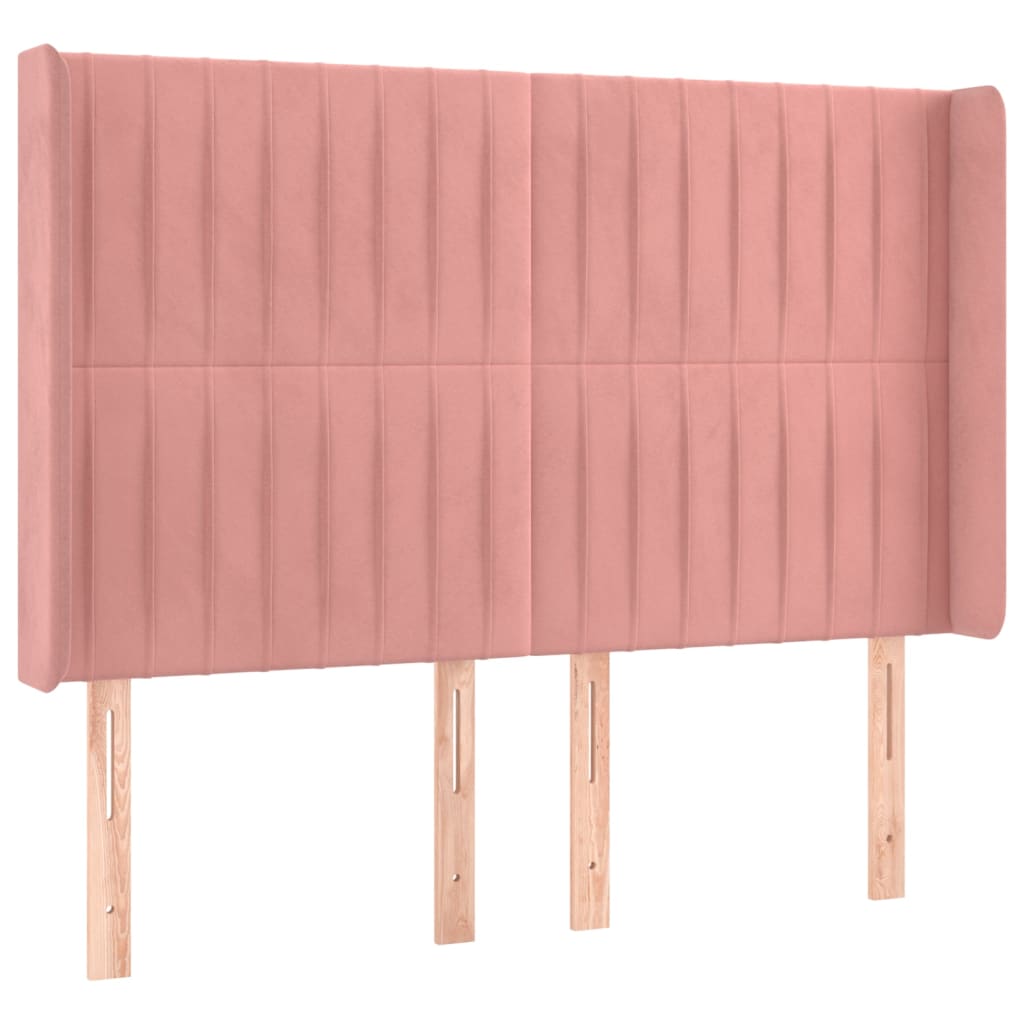 Letto a Molle con Materasso e LED Rosa 140x190 cm in Velluto