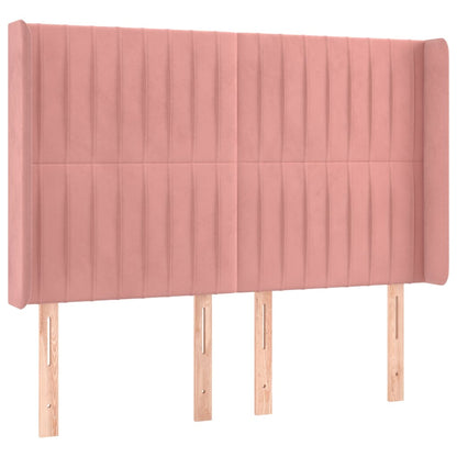 Letto a Molle con Materasso e LED Rosa 140x190 cm in Velluto