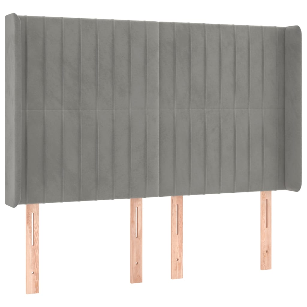 Letto a Molle Materasso e LED Grigio Chiaro 140x200 cm Velluto | homemem39