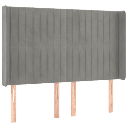 Letto a Molle Materasso e LED Grigio Chiaro 140x200 cm Velluto | homemem39