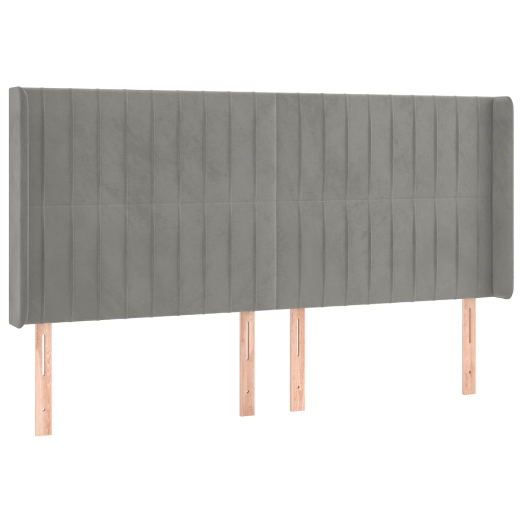 Letto a Molle Materasso e LED Grigio Chiaro 160x200 cm Velluto | homemem39