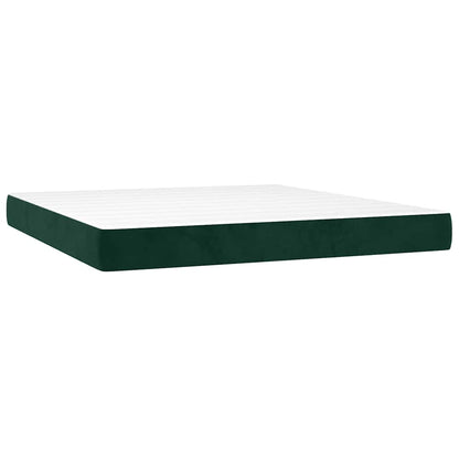 Letto a Molle con Materasso e LED Verde Scuro 160x200cm Velluto | homemem39