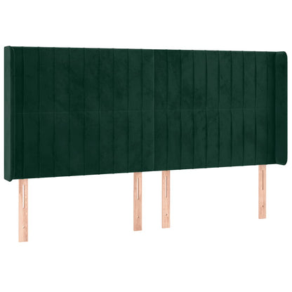 Letto a Molle con Materasso e LED Verde Scuro 160x200cm Velluto | homemem39