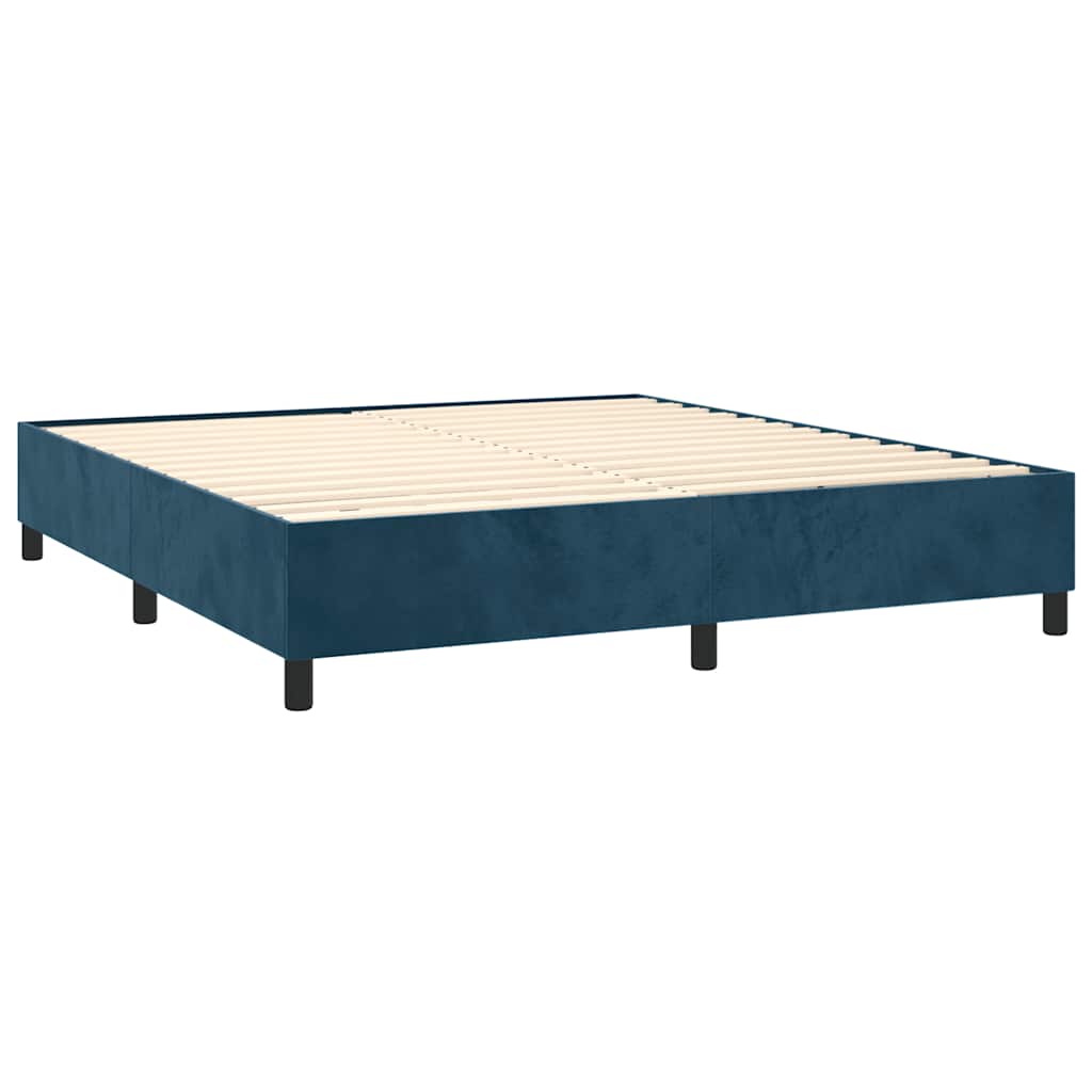 Letto a Molle con Materasso e LED Blu Scuro 160x200 cm | homemem39